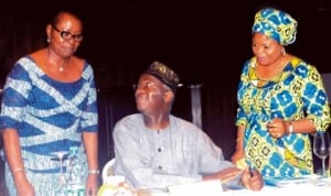 L-R: Lagos State Head of Service, Mrs Oluseyi Williams; Governor Babatunde Fashola and Deputy Governor Adejoke Orelope-Adefulire, at a retreat for members of the State Executive Council and Body of Permanent Secretaries in Lagos last Friday. Photo: NAN