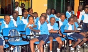 Cross section of Shell flag-off campaign on safe route to school at St. Andrew’s State School, Mile 1, Diobu, Port Harcourt, recently.