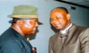 Chief Ikpokorene Ntegun-Aja-Ekop Xii, Opala-Okan  Ama, Ataba (left) with the author of the book, the Professional and Ethical Teacher, the Guest for Efficiency, Dr. Jacob Sunday Akikibofori, during the launching of the  book at Royal Banquet Hall, Hotel Presidential, Port Harcourt, recently. Pix: Egberi A. Sampson