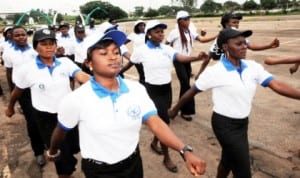 Members of Child Rights Brigade, Enugu State Command during their inauguration in Enugu, recently.