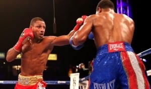 Kell Brook (left) during his fight with Shawn Porter last weekend