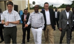 Rivers State Governor, Rt. Hon. Chibuike Rotimi Amaechi with technical partners on inspection of the Ebola Temporary Quarantine Site at Oduoha community in the Emohua Local Government Area of Rivers State, yesterday.