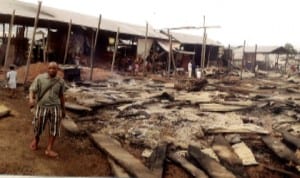 Ruins of the Marine Base Timber Market recently gutted by fire