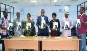 Executive Director, Rivers State Sustainable Development Agency (RSSDA), Noble Pepple (4th left) with executives of the agency, during the 2014 Annual Media Repot in Port Harcourt, recently