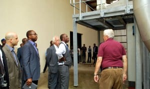 Rivers State Governor, Rt. Hon. Chibuike Rotimi Amaechi (4th left), inspecting the extent of work at the DADTCO Rivers Cassava Processing Factory at Ban-Ogoi Afam link road.