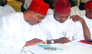 Leader APC Kano State, Dr Danjuma Mohammed (right) listening to the Special Adviser on International Community Relations to Kano Government, Hon. Christopher Chidi Anyaso (left) during the visit of APC Kano State Chapter to Rivers State APC Chapter, recently. Photo: Chris Monyanaga