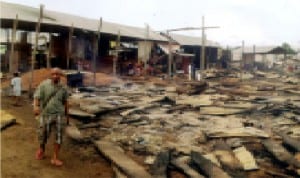 Ruins of the marine Base Timber market recently gutted by fire.