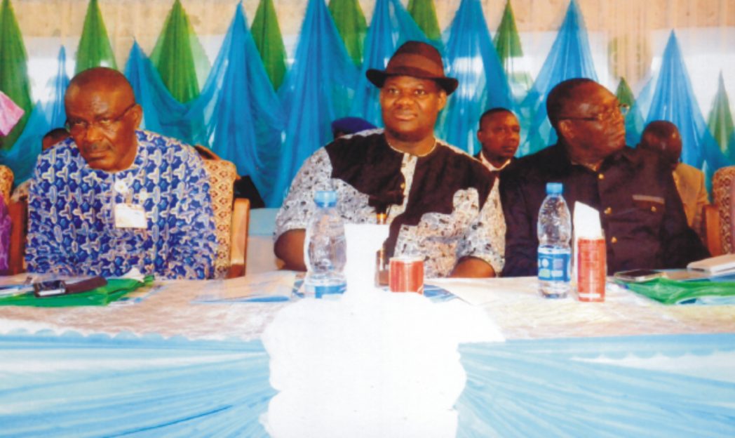 Deputy Governor of Rivers State, Engr. Tele Ikuru (middle), Head of Civil Service, Rivers State (left), and chiarman Civil Service Commission, Sir, Ngo Martyns Yellow at the 2014 Civil Service week in Civic Centre Moscow Road Port Harcourt, recently. Photo: Obinna Prince Dele