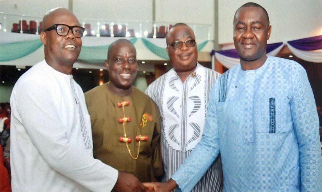 R-L:Senator representing Rivers South-East Senatorial District at the National Assembly, Senator Magnus Abe, former Executive Chairman, Oyigbo Local Government Area, Hon Felix Nwaeke, Commissioner for Works, Chief Victor Giadam and member, House of Representatives, Hon Barry Mpigi,at the 75 years birthday celebration of chairman, Rivers State Council of Traditional Rulers, King G.N.K.Giniwa in Port Harcourt, recently