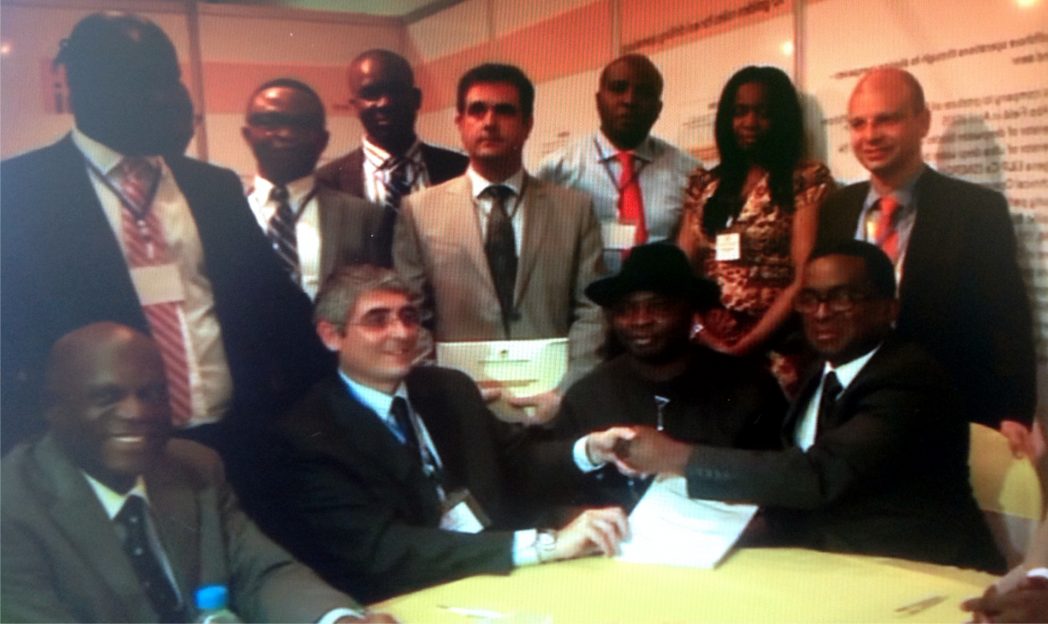 NAE Vice Chairman/Managing Director, Massimo Insulla (left), Chairman, House Committee on Local Content, Honourable Asita O. Asita and Chairman PETAN, Engr Emeka Ene (right) among others during the signing of MoU between NAE and PETAN, in Port Harcourt last Thursday.