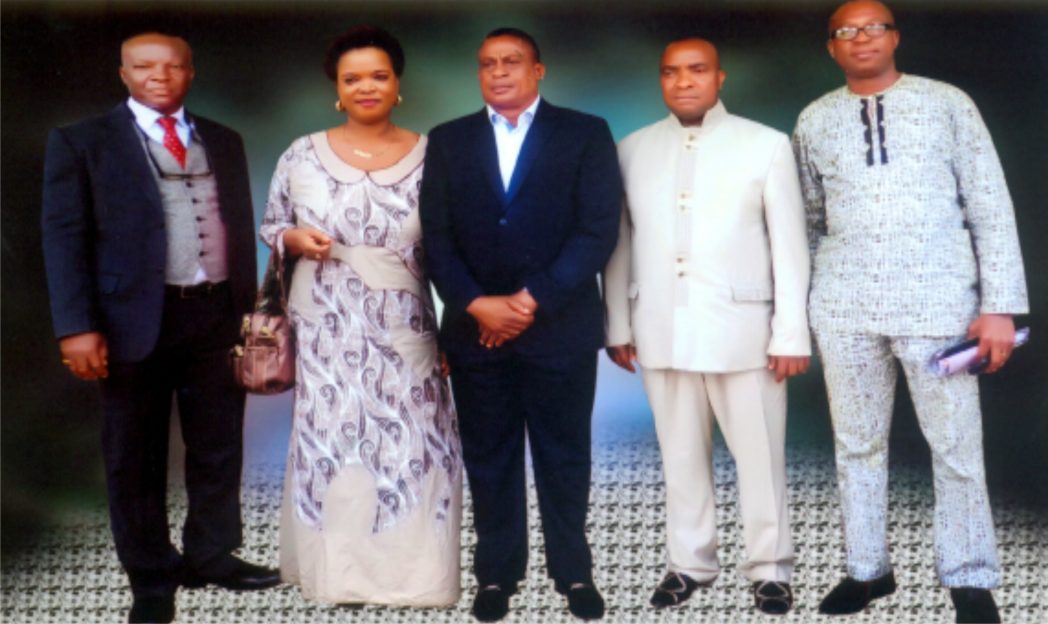 Barr. Tasie C. Wike, Chairman, Governing Council, RSCHST (middle), Hon. Anthony Biragbara, member (right), Mr Chibuenyi Frank Nwanodi, member (2nd right), Mrs Franka A. Nwoke member (2nd left), Nicholas M. Ikiriko, member (left).