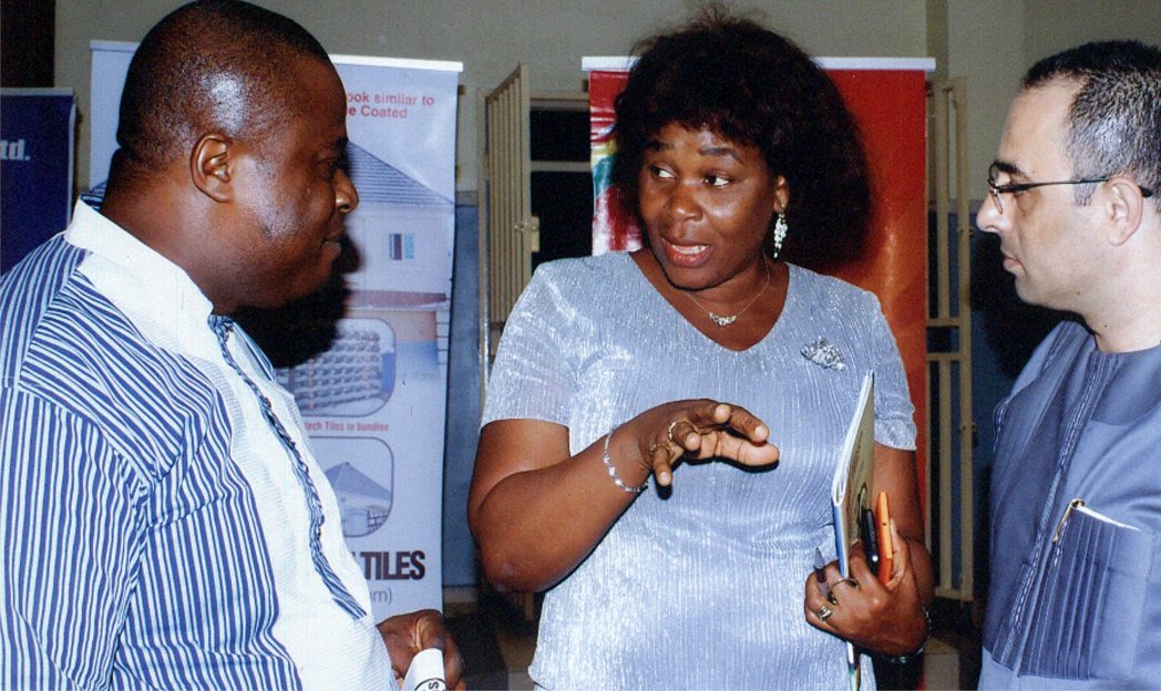 Perm Sec, Ministry of Commerce and Industry, Rivers State, Ms Kadio Brown (middle) representing Rivers State Governor, with Chief Nabil Saleh (right), Treasurer MAN, Rivers/Bayelsa State, Engr Jubril Balogun, during 30th annual general meeting of MAN, Rivers/Bayelsa state at Atrium in Port Harcourt, yesterday