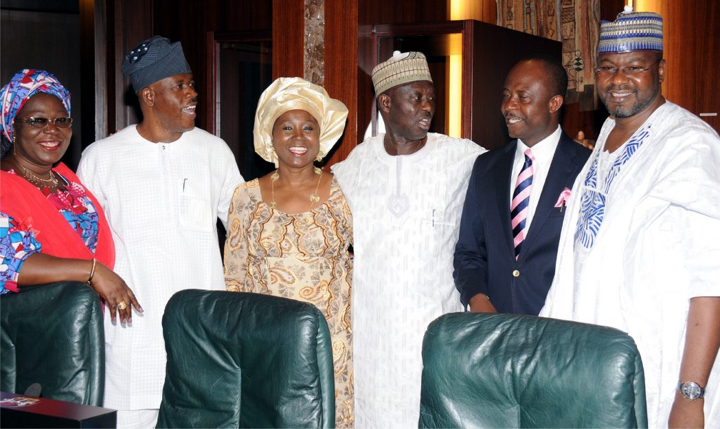 From L-R: Minister of Housing, Land and Urban Development, Mrs Akon Eyakenyi, Minister of State for Defence, Senator Musliu Obanikoro, Minister of State for Foreign Affairs 1, Prof. Viola Onwuliri, Minister of Police Affairs, Mr Jelili Adesiyan, Minister of Sports, Mr Tamuno Danagogo and Minister of State for Power, Alhaji Mohammed Wakil, at the Federal Executive Council Meeting in Abuja, recently.