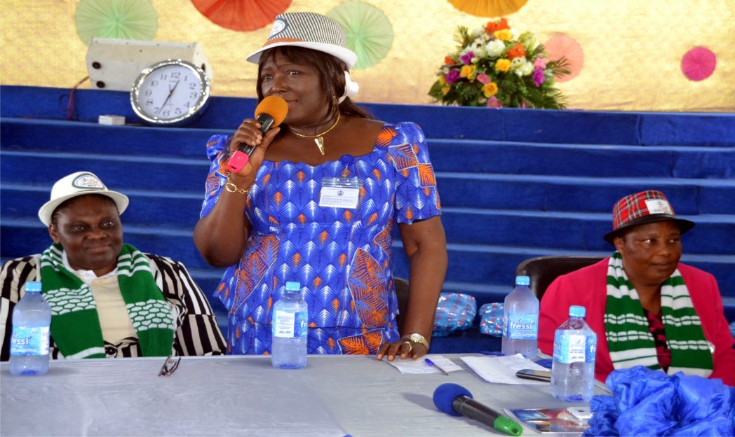 Perm Sect Min of Intormation and Communication, Mrs Cordilia Peterside addressing participants during 2014 Skills Acquisition organised by Divine Daughters of Destiny of Redemption Ministries PHC. With her is Pastor (Mrs) M. Akinola (left) any Pastor (Mrs) Briggs, recently. Photo: Nwiueh Donatus Ken