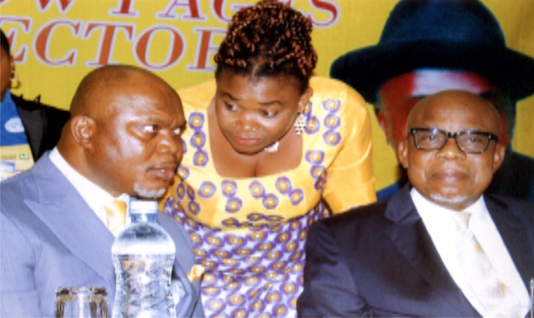 L-R Commissioner for Commerce and Industry, Rivers State, Hon. Chuma.C.Chinye, Permanent Secretary, Ms. Kadilo Brown, Chairman of the occassion and managing Director, Wel-ted Ltd, Mr. Perior Egbe, during the public presentation of the yellow pages Directory, organised by the Ministry of Commerce and Industry in Port Harcourt, yesterday. Photo: Egberi .A. Sampson