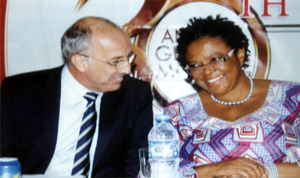 Immediate past Chairman of NAN, Rivers/Bayelsa States, Mrs Ekama E. Akpan (right) with Total Manager, Enterprise Development, Philippe Desrial (right) during the 30th Annual General Meeting of NAN, Rivrs/Bayelsa States at Atrium along Stadium Raod, Port Harcourt. Photo: Egberi A. Sampson