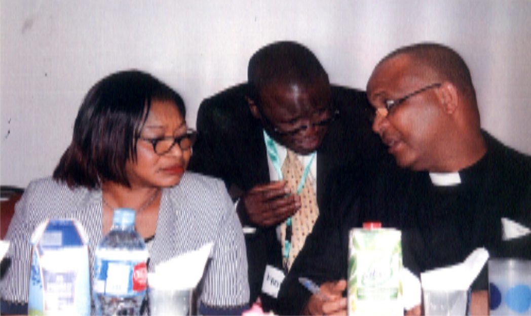 L-R: Representive of Rivers State Head of Service/ Director, Special Duties, Office of Head of Services, Dame Josephine .O. Chukuigwe, Snr. Pastor Discovery House Christian Church, Pastor Isaac Olayinka, Prof. (Rev.) Alex Atawa Akpodiete, during 2014 National Conference on church management support ministry in Port Harcourt, recently. Photo: Egberi .A. Sampson