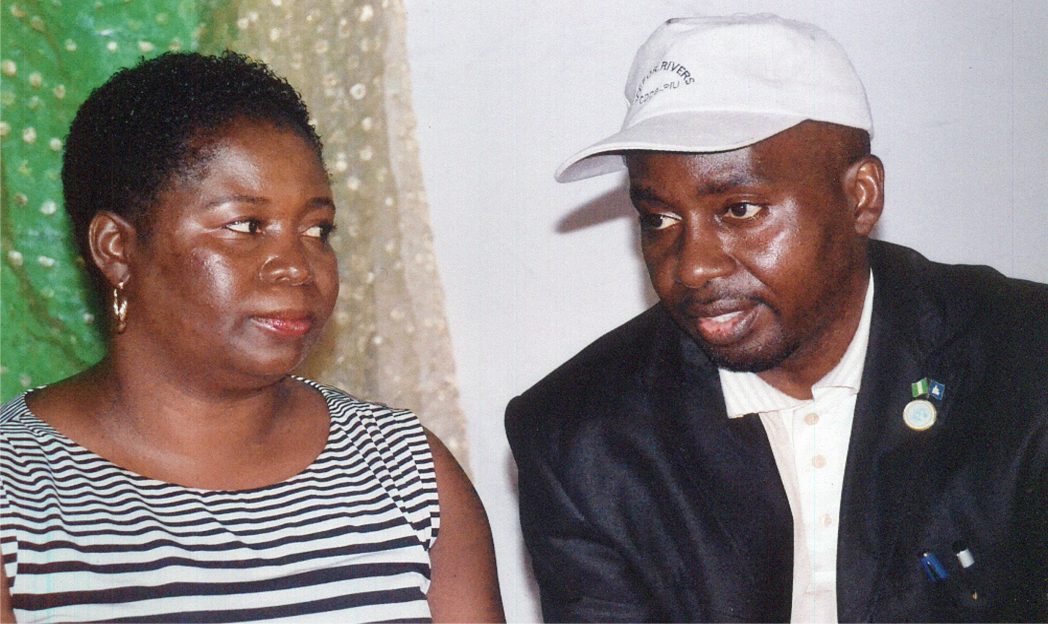 General Manager, Bayelsa CSDA, Eve O. Oboro (left) with Head of Operations CDDS - Piu, Mr. Samuel Dabipisimaka (right) at the two days workshop and training for LGRC/Desk Officers organized by Rivers State Ministry of Chieftaincy and Community Affairs in collaboration with SEEFOR Rivers State Community Driven Development Social (CDDS) Piu at Ministry of Justices.