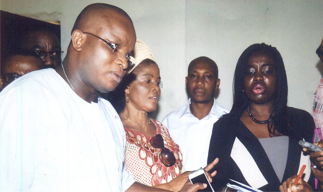 Chairman Rivers State Internal Revenue Service, Mrs Onene Osila Oshiko-Obele (right) explaining things to the Chairman House Committee on Finance, Hon. Josiah Olu (left), member of the committee Hon. Dr Innocent Barikor (2nd left), during the committee’s oversight function to Internal Revenue Service. Photo: Chris Moyanaga