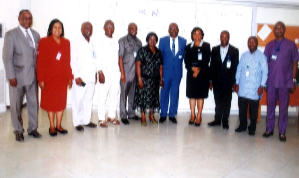 Head of Service, Barr. Samuel LongJohn (5th left), Permanent Secretary, Service Welfare, Dr Emmanuel Urang (3rd left) and newly appointed Permanent Secretaries at a 5-day induction course, recently.