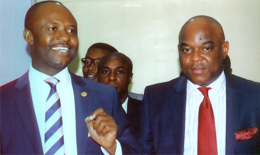 Minister of Sport, Hon. Tammy Danagogo (left) with president Market Place Apostles and organiser IC BEC 2014, Pastor Uche Onoche (right) during the 4th International Christian Business exhibition and Conference, IC-BEC 2014 at Atrium along Stadium Raod Port Harcourt recently. Photo: Egberi A. Sampson