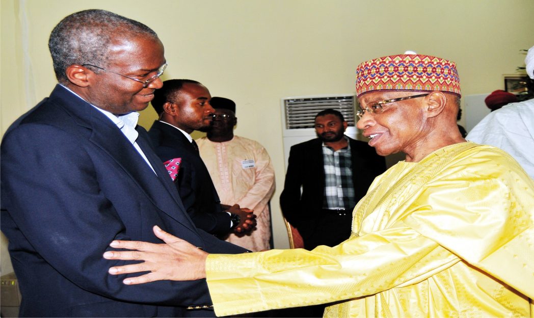 Governor Babatunde Fashola of Lagos State (left), with the former Chief Justice of Nigeria, Justice Dahiru Musdapha, at the Interfaith Conference in Abuja recently.