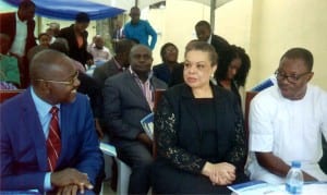 Commissioner for Water Resources and Rural Development, Hon Patricia Simon-Hart, (2nd right) listening to the Director General, Rivers State Water Services Regulatory Commissioner (RSWSRC), Mr Chris Obasiolu (left) representative of the Governor of the State and Commissioner for Budget and Economic Planning, Hon Gogo Charles (right) at official flag off of the RSWSRC in Port Harcourt recently.  Photo: Chris Monyanaga