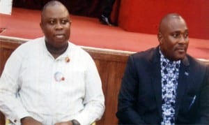 Two commissioner-nominees by the Rivers State Governor, Hon Isobo Jack from Akuku-Toru (right) and Engr ThankGod Ode from Abua/ Odual LGA, at the Rivers State House of Assembly for screening ,  yesterday.  Photo: Chris Monyanaga