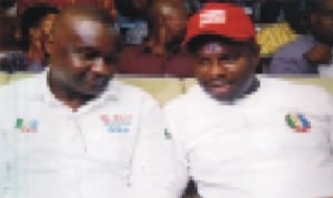 APC governorship candidate, Rivers State, Dr. Dakuku Adol Peterside (right), with Senator Magnus Abe, at the political peace accord organised by AIG, Zone Six at Police Officers Mess, Port Harcourt, recently.   							   Photo: Nwuiueh Donatus Ken
