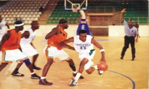 A basketball action between Nigeria’s male team and their women counterparts in a previous contienental tourney.