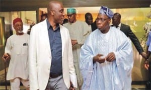 President-elect, Gen Muhammadu Buhari (middle), with former president Olusegun Obasanjo (right), Governor Chibuike Amaechi (2nd right) and Senator Chris Ngige, savouring Buhari’s victory at the polls in Abuja, recently.