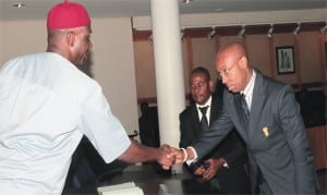 Rivers State Governor Rt. Hon. Chibuike Rotimi Amaechi (left) and the chairman of the commission of Inquiry into Politically motivated killings in Rivers State, Prof. Chidi Odin-Kalu after the governor inaugurated the Commission in Port Harcourt, yesterday. 