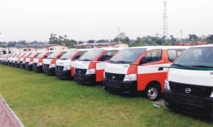 70 unit Nissan buses donated for tricycle operators in Akwa Ibom State, recently.