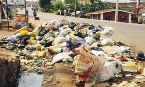 Heap of refused blocking a drainage 