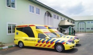 New ambulances and hospital complex inaugurated by the Minister of State for Health, Chief Fidelis Nwankwo,  at the Federal Teaching Hospital, Abakaliki last Friday.       Photo: NAN