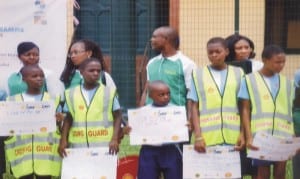 Cross section of pupils of various primary schools at the workshop on Safe Routes to school, child road safety initiative in Port Harcourt on Monday.