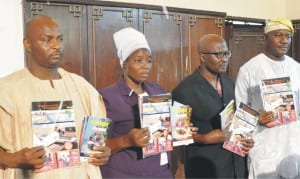 L-R: Executive Director, Refocusing Nigerians Talents Organisation, Mr Abanka Musa, Mrs Olowu Esther, members, Refocusing Nigerians Talents Organisation, Dr Ayotunde Kehnde and Retired Col. Henry Ikoghode, presenting books and magazine on Strategic Advocacy and Promotions of Indigenous Inventors/Innovations for Wealth/Job Creation in Nigeria” in Abuja, recently.