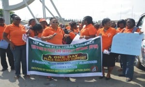 The Women in Peace and Security Network on a rally against election violence in Port Harcourt, recently.