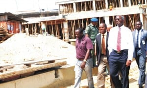 L-R: Senior Special Assistant to Lagos State Governor on Housing, Mr Michael Akindele, Permanent Secretary, Ministry of Housing, Mr Tunji Odunlami and Governor Babatunde Fashola, during Inspection of Iponri Lagos Homes Scheme Lagos State recently..