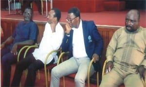 L-R: Rivers State Commissioners for Transport, Hon George Torofari, Power, Hon Augustine Wokocha; Budget and Economic Planning, Mr Gogo Levi Charles and Chairman, RSHA Service Commission, Mr Omubo Princewill appearing before the state House of Assembly, yesterday.           Photo Chris Monyanaga