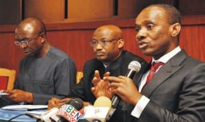 L-R: Commissioner for Market Competition and Rates,  Nigerian Electricity Regulatory Commission (NERC), Mr Patrick Umeh, Deputy General Manager, Engineering, Mr Abdul Mohammed and NERC  chairman, Dr Sam Amadi, at the meeting of  consumer advocay groups in the Nigerian Electricity Supply Industry in Abuja.