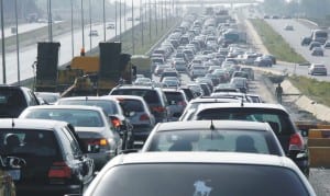 Traffic on Abuja-Kubwa Expressway at Gwarimpa in Abuja, recently.