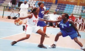 Women Basketball players in contest during a past national competition