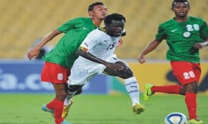 Action between Ghana and Zambia at the COSAFA Cup on Wednesday