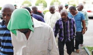 Suspects in the N8.3billion  CBN Scam at the Federal High Court in Ibadan last Monday 