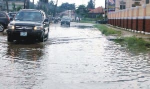 Flood along the Birabi Street in Port Harcourt recently
