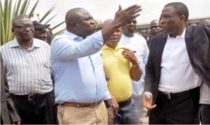 Governor Akinwumi Ambode of Lagos State (2nd left), inspecting traffic flash points in Lagos. With him are secretary to Lagos State Government, Mr Tunji Bello (right) and director, transport engineering, Lagos Ministry of Transportation, Dr Frederick Olofin. Photo: NAN