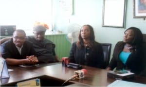 Former Permanent Secretary, Ministry of Information and Communications, Rivers State, Mrs Cordelia Peterside (right), Director, IT and Operations CONSAT, Ouwafunmilola Adewon (middle), General Manager, RSTV, Mr. Tonye Ekoong (2nd left), and General Manager, RSNC, Mr. Celestine Ogolo, during presentation of CONSAT decorders to LGA representatives in Port Harcourt, recently.. Photo: Egberi A. Sampson