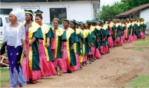 Trainees  under the Social-Economic Empowerment for Vulnerable Women project supported by NACA  and MDGs during their graduation in Abuja last Saturday.