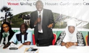 L-R:  Representative of the Managing Director, Bank of Agriculture (BOA), Tokunbo Afolabi, Chairman, Jumil Farms, Retired Maj.-Gen. Lawrence Jokotola, Deputy Speaker, Kwara State House of Assembly, Prof.  Muhammed Yisa, Father of the Day, the Aidonogie of South Ibie Kingdom, Alhaji Aliyu Danesi and founder, National Co-oporative for Commercial and Industrial Agriculture (NACCIA), Mr Felix Okonti, during the inaugural meeting of NACCIA in Lagos, yesterday.